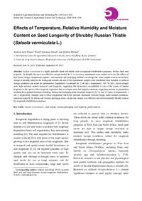 Effects of Temperature, Relative Humidity and Moisture Content on Seed Longevity of Shrubby Russian Thistle (Salsola vermiculata L.)
