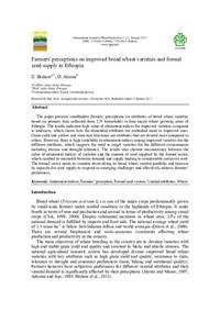 Farmers' perceptions on improved bread wheat varieties and formal seed supply in Ethiopia