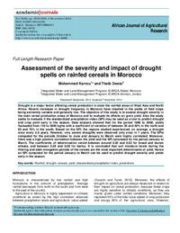 Assessment of the severity and impact of drought spells on rainfed cereals in Morocco