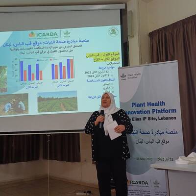 Dr. Safaa Kumari during the Plant Health Innovation Platform launch in Lebanon 