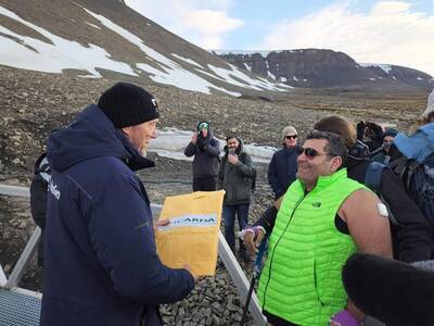 Michael Haddad delivering ICARDA seeds to the Svalbard Seed Vault in Norway. 