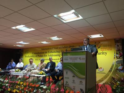 Dr. Mahmoud Solh, Director General of ICARDA, speaking at India's National Consultation Meeting on Pulses 
