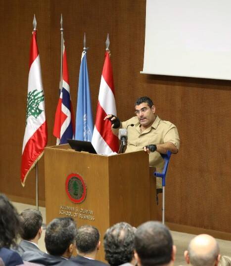 Michael Haddad during his speech at AUB, on June 1st 2022