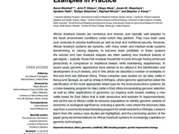 Livestock Genomics for Developing Countries – African Examples in Practice