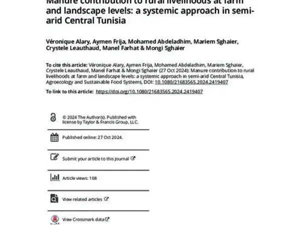 Manure contribution to rural livelihoods at farm and landscape levels: a systemic approach in semi-arid Central Tunisia