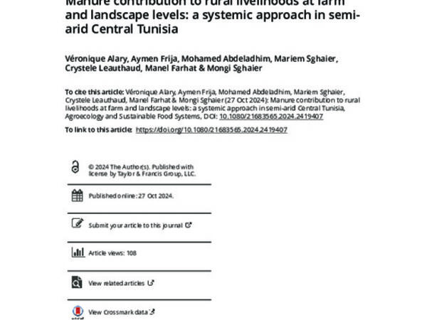 Manure contribution to rural livelihoods at farm and landscape levels: a systemic approach in semi-arid Central Tunisia