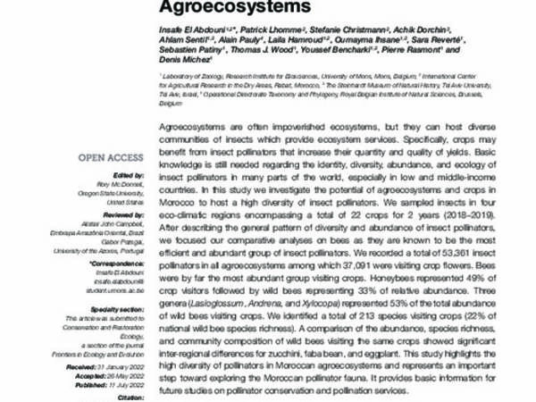 Diversity and Relative Abundance of Insect Pollinators in Moroccan Agroecosystems