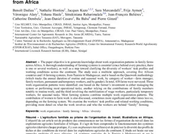 Family farming through the lens of work organization. Illustrations from Africa