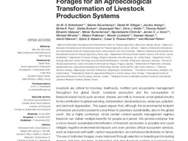 Tapping into the Environmental Co-benefits of Improved Tropical Forages for an Agroecological Transformation of Livestock Production Systems