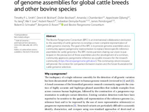 The Bovine Pangenome Consortium: democratizing production and accessibility of genome assemblies for global cattle breeds and other bovine species