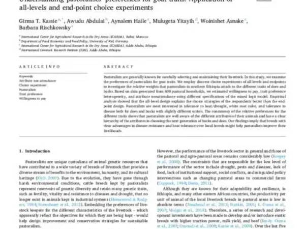 Understanding pastoralists’ preferences for goat traits: Application of all-levels and end-point choice experiments