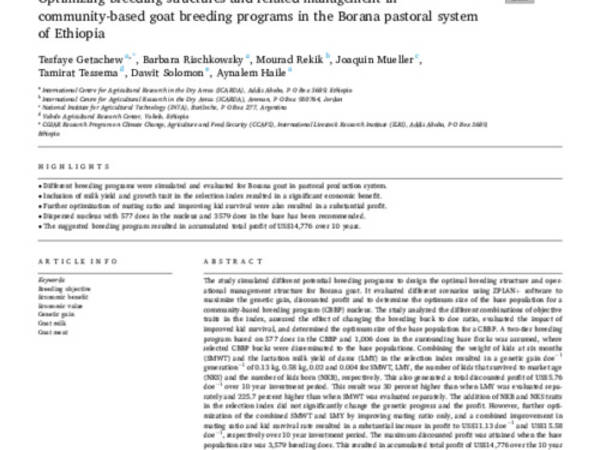 Optimizing breeding structures and related management in community-based goat breeding programs in the Borana pastoral system of Ethiopia