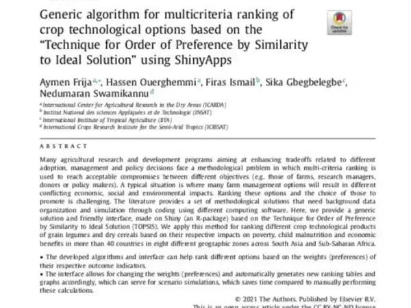  Generic algorithm for multicriteria ranking of crop technological options based on the “Technique for Order of Preference by Similarity to Ideal Solution” using ShinyApps