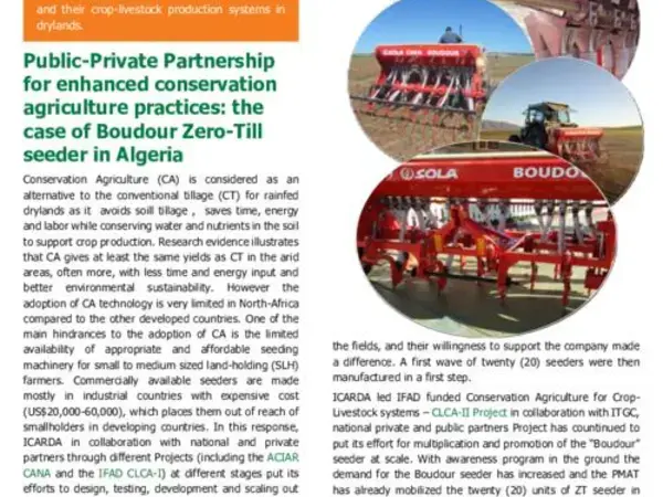 Public-Private Partnership for enhanced conservation agriculture practices: the case of Boudour Zero-Till seeder in Algeria