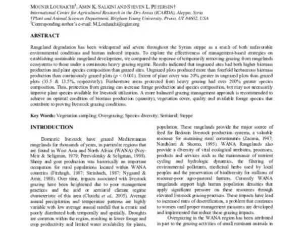 Effect of Small Ruminant Grazing on the Plant Community Characteristics of Semiarid Mediterranean Ecosystems