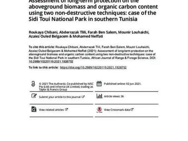 Assessment of long-term protection on the aboveground biomass and organic carbon content using two non-destructive techniques: case of the Sidi Toui National Park in southern Tunisia