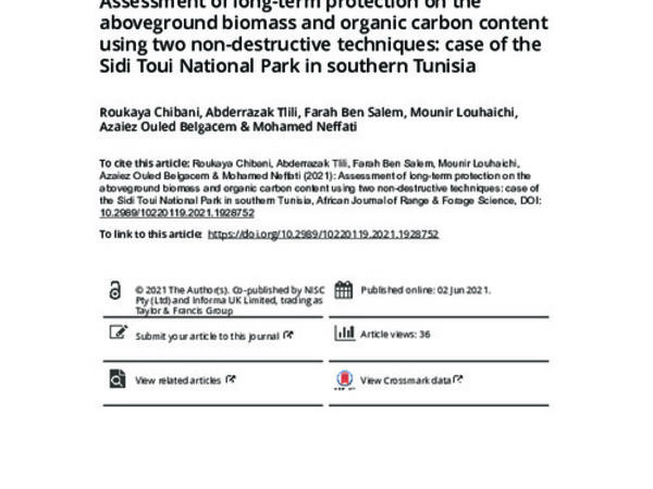 Assessment of long-term protection on the aboveground biomass and organic carbon content using two non-destructive techniques: case of the Sidi Toui National Park in southern Tunisia