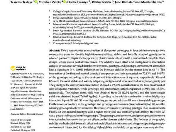 AMMI and GGE Biplot Analyses for Mega-Environment Identification and Selection of Some High-Yielding Oat (Avena sativa L.) Genotypes for Multiple Environments