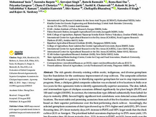 Evaluation of Global Composite Collection Reveals Agronomically Superior Germplasm Accessions for Chickpea Improvement