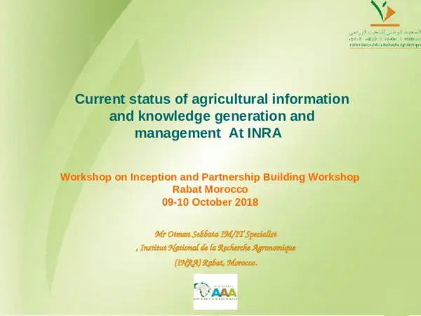 Strengthening Knowledge Management for Greater Development Effectiveness - INRA