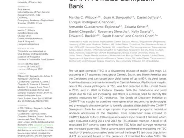 Mining alleles for tar spot complex resistance from CIMMYT's maize Germplasm Bank