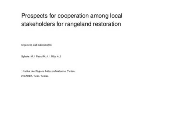 Prospects for cooperation among local stakeholders for rangeland restoration