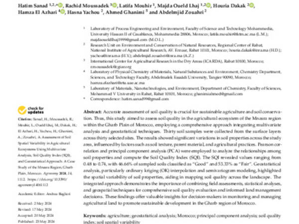 Assessment of Soil Spatial Variability in Agricultural Ecosystems Using Multivariate Analysis, Soil Quality Index (SQI), and Geostatistical Approach: A Case Study of the Mnasra Region, Gharb Plain, Morocco