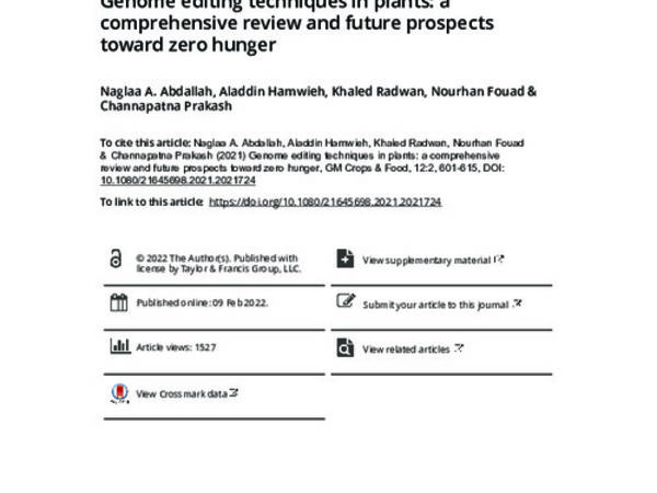 Genome editing techniques in plants: a comprehensive review and future prospects toward zero hunger