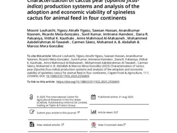 Characterization of cactus pear (Opuntia ficus-indica) production systems and analysis of the adoption and economic viability of spineless cactus for animal feed in four continents