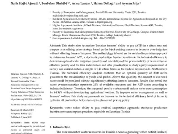 Toward Sustainable Water Resources Management in the Tunisian Citrus Sector: Impact of Pricing Policies on Water Resources Reallocation