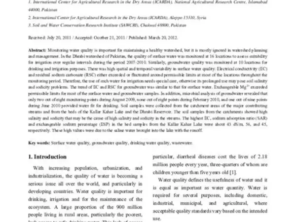 Spatial and Temporal Analyses of Water Quality in the Dhrabi Watershed of Pakistan: Issues and Options