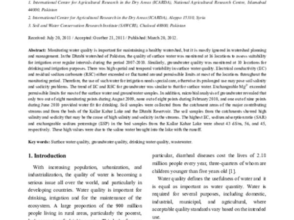 Spatial and Temporal Analyses of Water Quality in the Dhrabi Watershed of Pakistan: Issues and Options