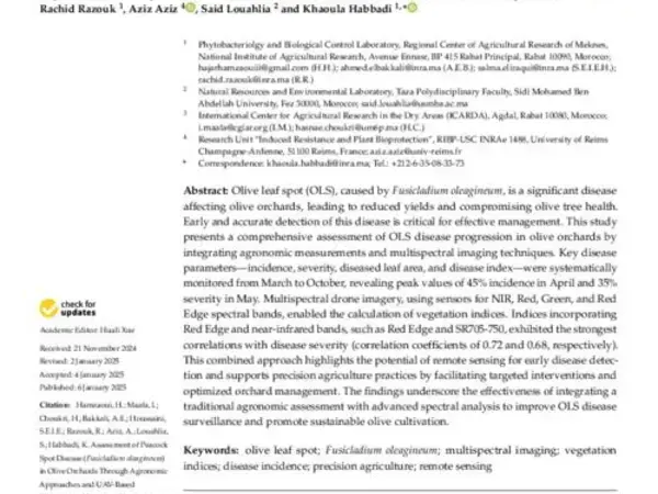 Assessment of Peacock Spot Disease (Fusicladium oleagineum) in Olive Orchards Through Agronomic Approaches and UAV-Based Multispectral Imaging