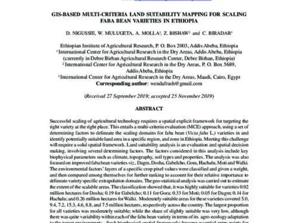 GIS-Based multi-criteria land suitability mapping for scaling faba bean varieties in Ethiopia