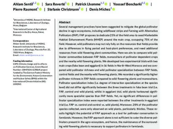Wild vegetation and ‘farming with alternative pollinators’ approach support pollinator diversity in farmland