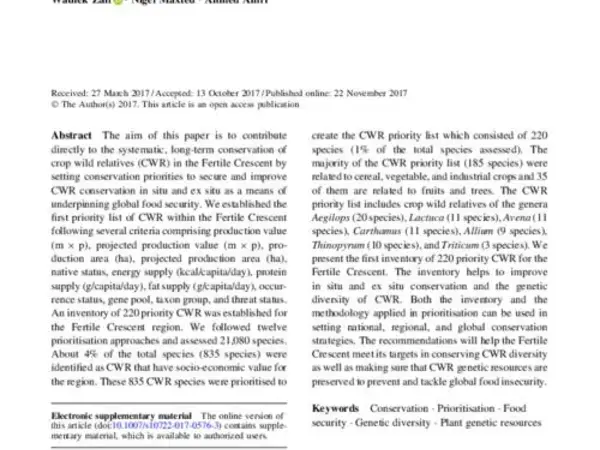 Setting conservation priorities for crop wild relatives in the Fertile Crescent