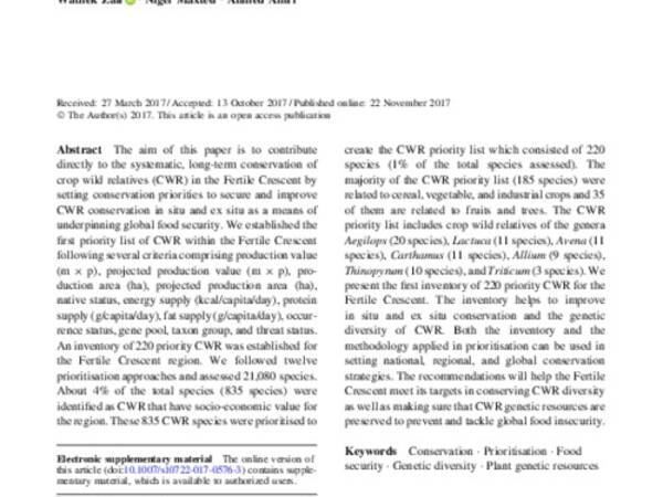 Setting conservation priorities for crop wild relatives in the Fertile Crescent