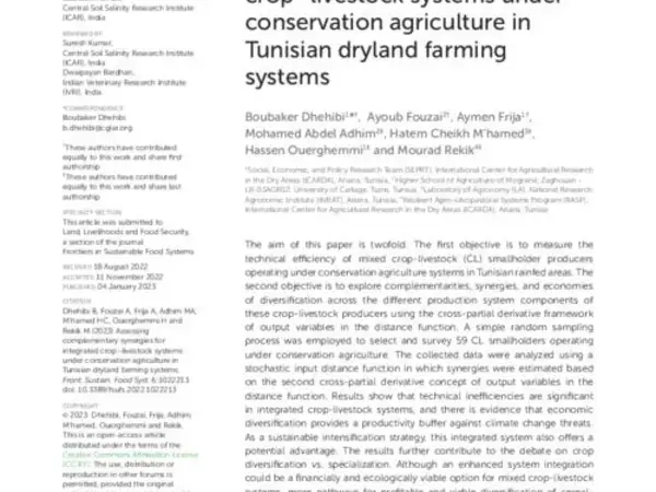 Assessing complementary synergies for integrated crop–livestock systems under conservation agriculture in Tunisian dryland farming systems