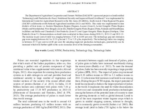Lentil (Lens culinaris) demonstration for enhanced productivity at farmers field in India