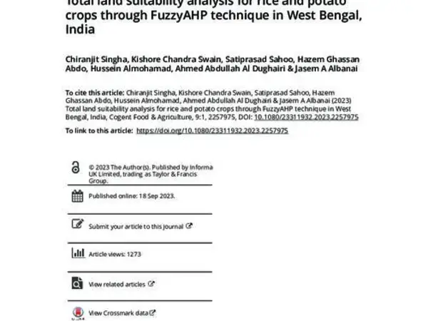 Total land suitability analysis for rice and potato crops through FuzzyAHP technique in West Bengal, India