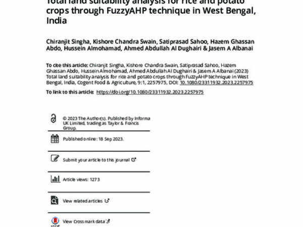 Total land suitability analysis for rice and potato crops through FuzzyAHP technique in West Bengal, India