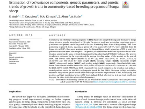 Estimation of (co)variance components, genetic parameters, and genetic trends of growth traits in community-based breeding programs of Bonga sheep