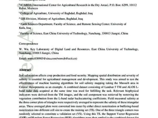 Soil salinity prediction and mapping by machine learning regression in Central Mesopotamia, Iraq