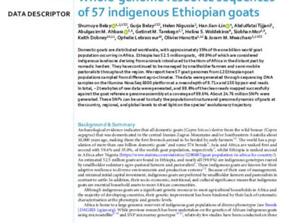 Whole-genome resource sequences of 57 indigenous Ethiopian goats