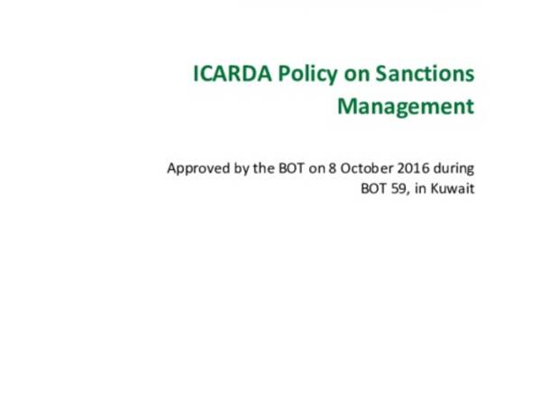 ICARDA Policy on Sanctions Management