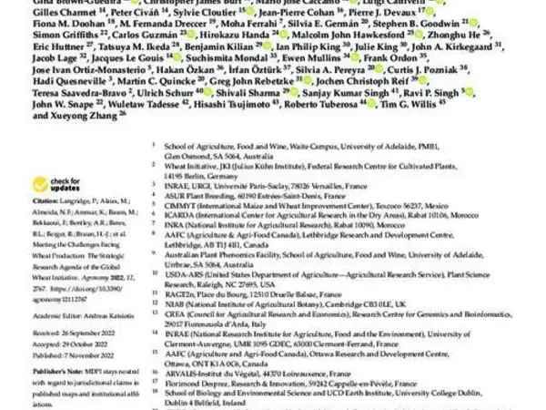 Meeting the Challenges Facing Wheat Production: The Strategic Research Agenda of the Global Wheat Initiative