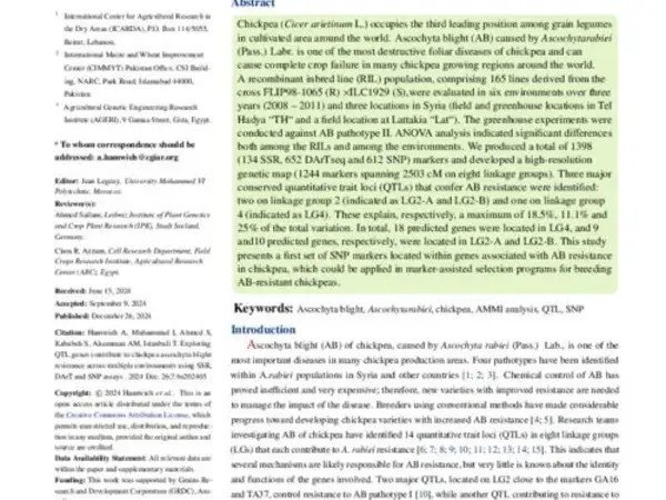 Exploring QTL genes contribute to chickpea ascochyta blight resistance across multiple environments using SSR, DArT and SNP assays