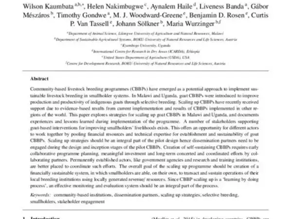Scaling up community-based goat breeding programmes via multi-stakeholder collaboration 