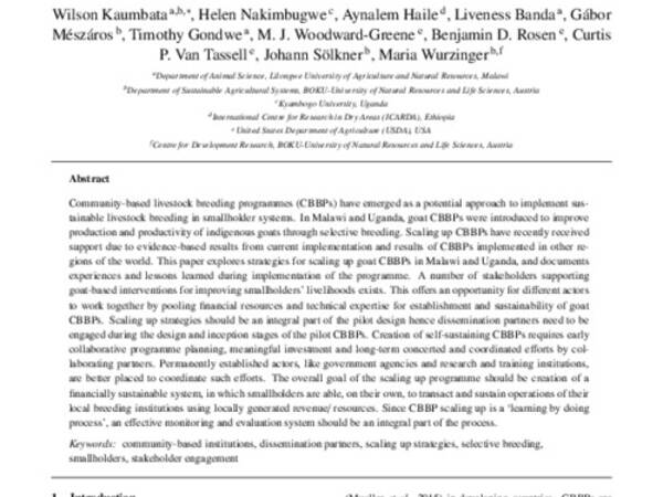 Scaling up community-based goat breeding programmes via multi-stakeholder collaboration 