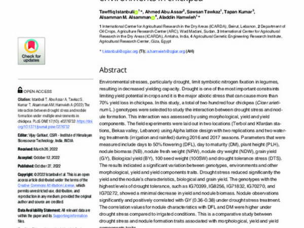 The interaction between drought stress and nodule formation under multiple environments in chickpea